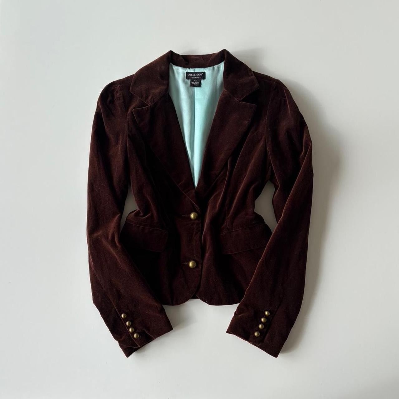 Guess Originals Vintage Velvet Blazer Jacket In Brown